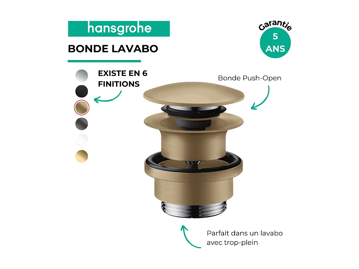 Desagüe de lavabo push-open HANSGROHE bronce cepillado