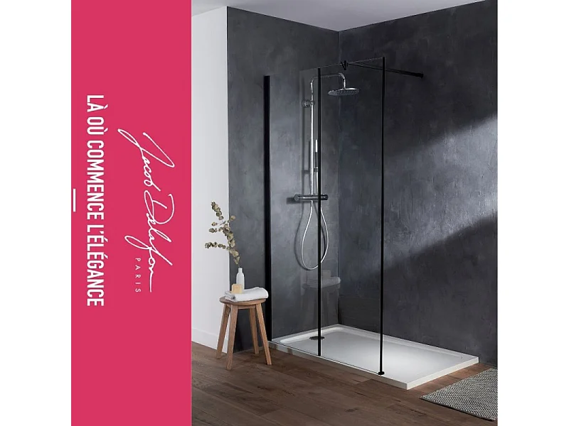 Paroi de douche à l'italienne 100 cm JACOB DELAFON Serenity noir mat