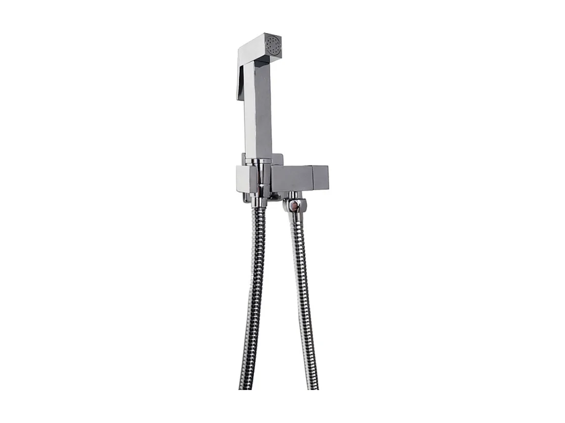 Douchette WC PAINI Cox carrée Chrome + support + flexible