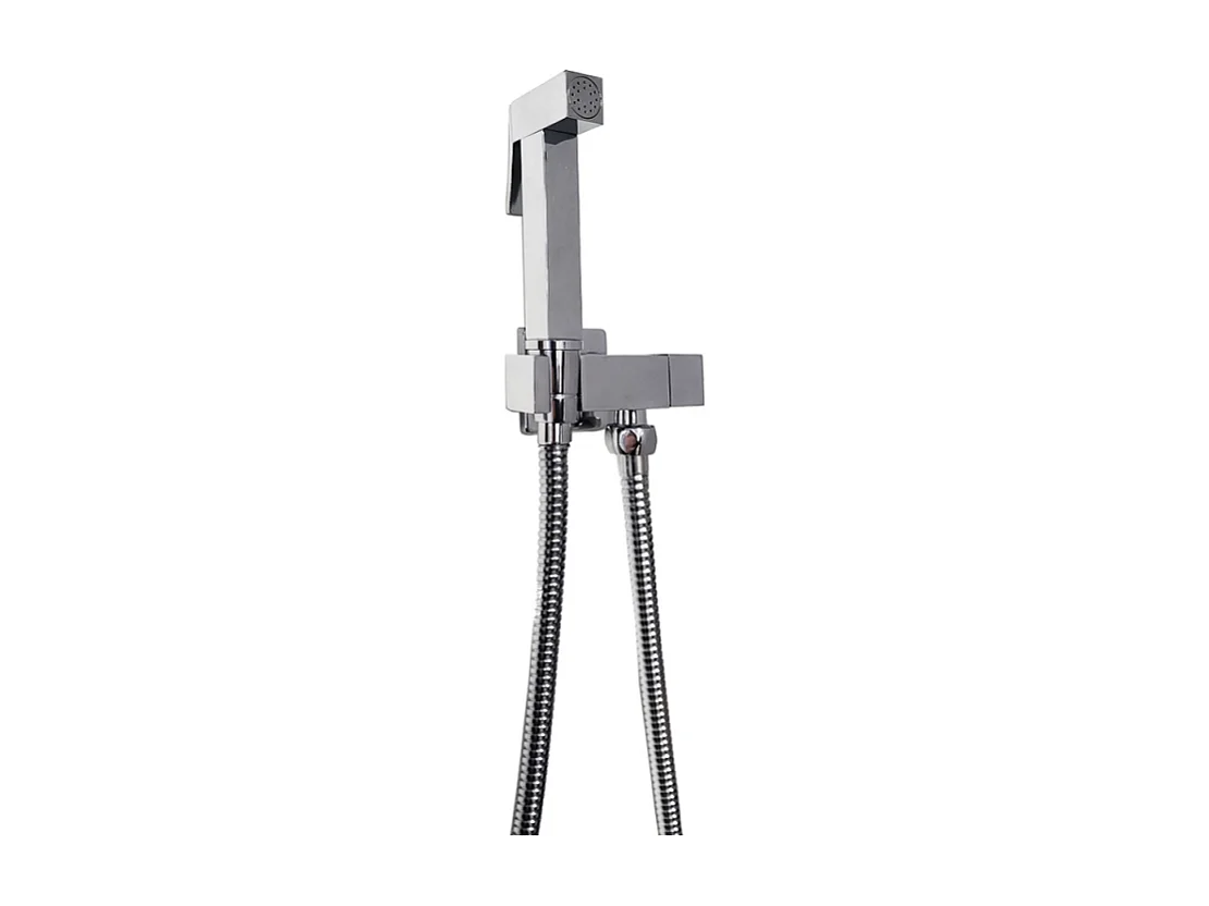 Douchette WC PAINI Cox carrée Chrome + support + flexible