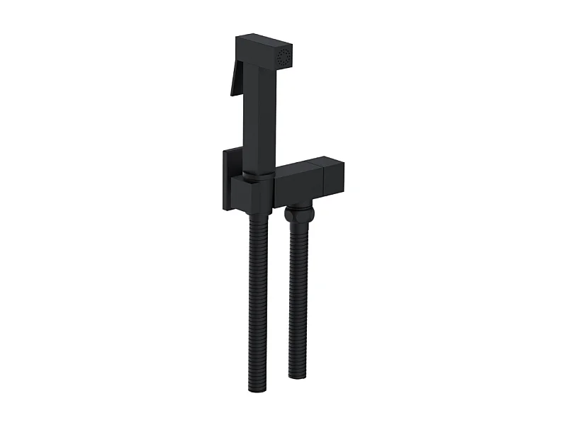 Douchette WC PAINI Cox carrée Noir Mat + support + flexible