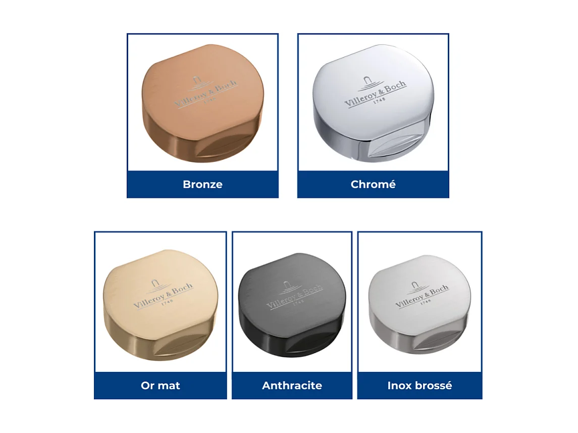 Bouton pour mécanisme 2 cuves, VILLEROY & BOCH en acier inoxydable finition or mat