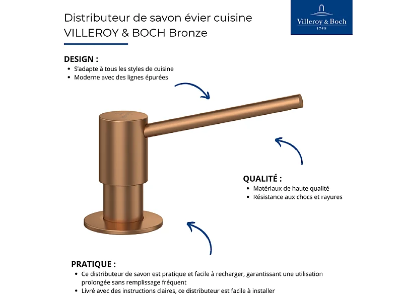 Distributeur de savon évier cuisine VILLEROY & BOCH Bronze