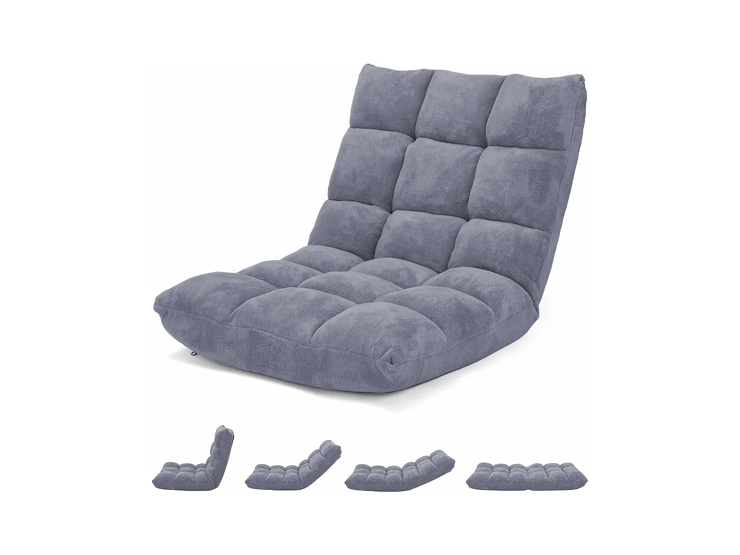 Canapé Paresseux Tatami Pliable Chaise de Plancher Coussin de Chaise de Lit Siège de Sol pour Maison, Bureau 105 x 57 x 15 cm (Gris)
