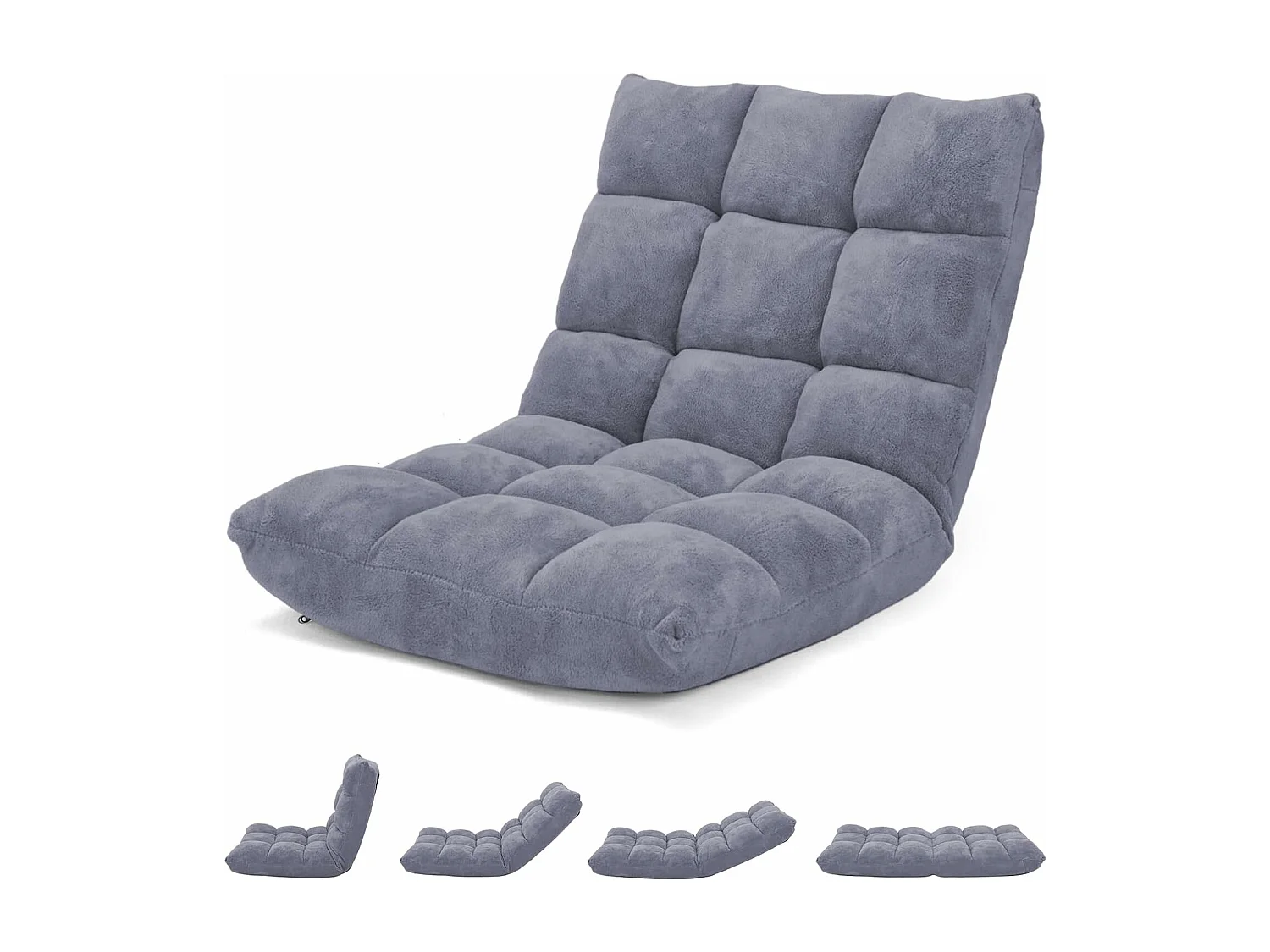 Canapé Paresseux Tatami Pliable Chaise de Plancher Coussin de Chaise de Lit Siège de Sol pour Maison, Bureau 105 x 57 x 15 cm (Gris)