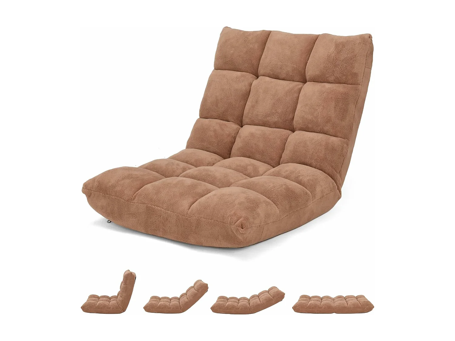 Canapé Paresseux Tatami Pliable Chaise de Plancher Coussin de Chaise de Lit Siège de Sol pour Maison, Bureau 105 x 57 x 15 cm (Jaune)