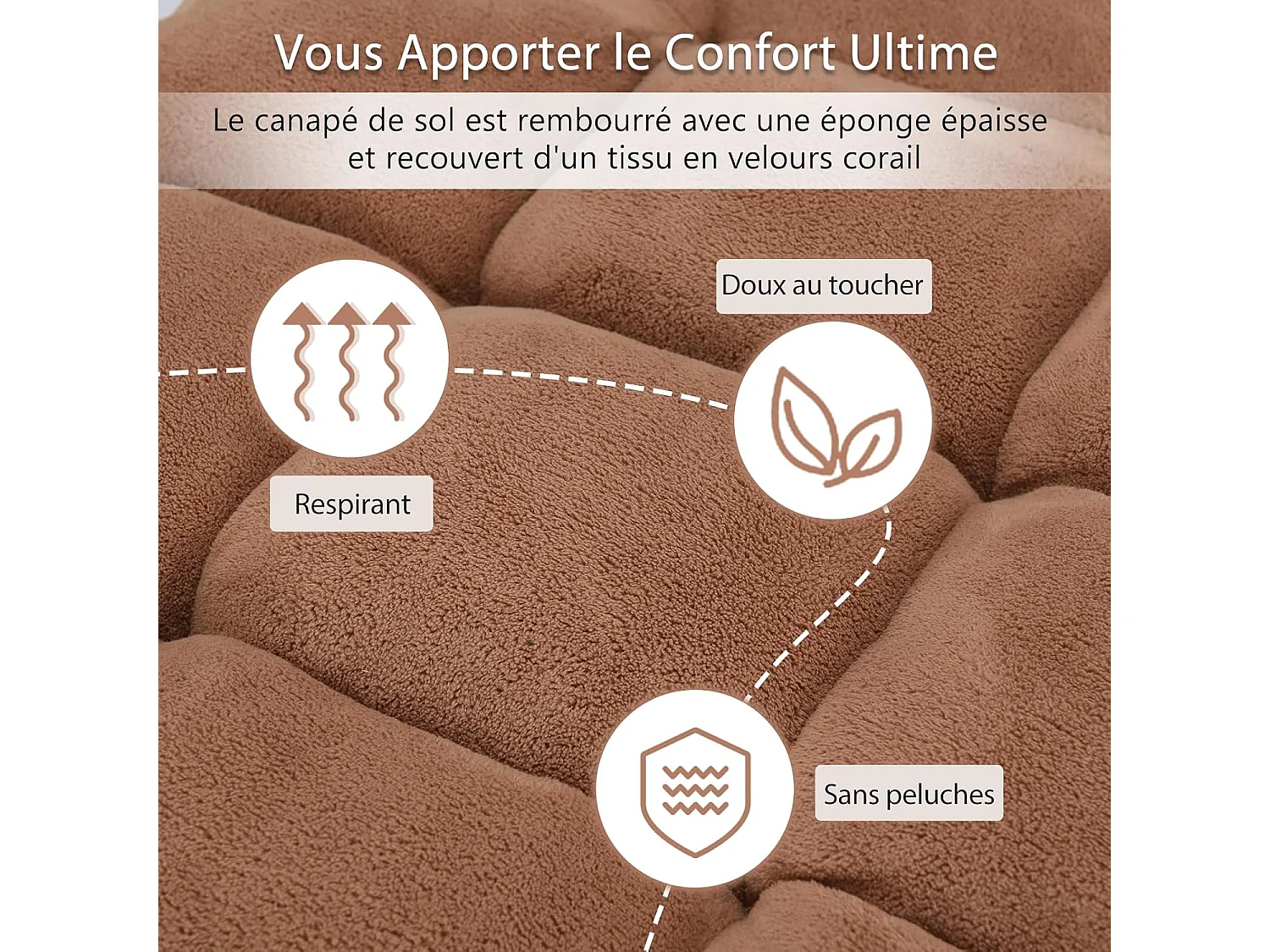 Canapé Paresseux Tatami Pliable Chaise de Plancher Coussin de Chaise de Lit Siège de Sol pour Maison, Bureau 105 x 57 x 15 cm (Jaune)