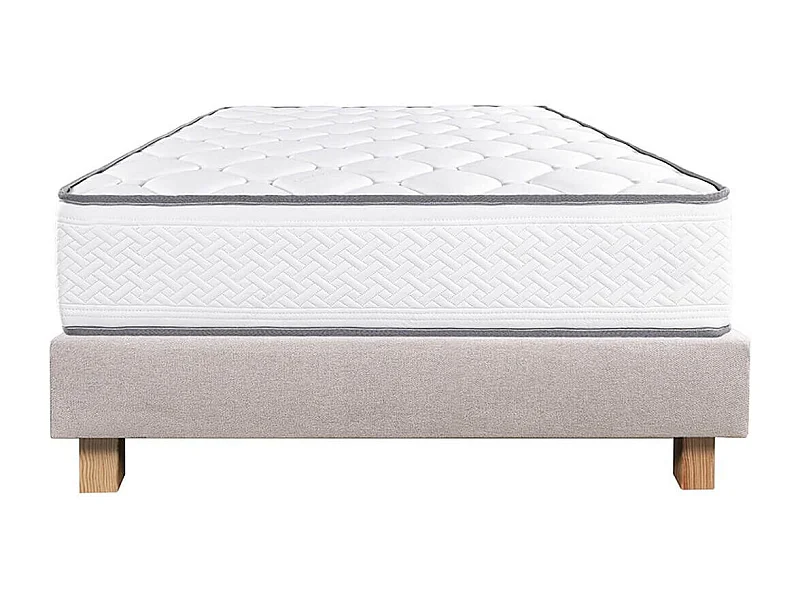 IZAC - Ensemble Matelas Mousse Ep.20cm + Sommier Tapissier Beige 140x200 cm