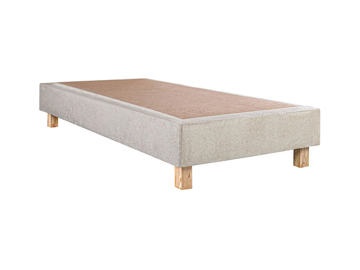 IZAC - Ensemble Matelas Mousse Ep.20cm + Sommier Tapissier Beige 90x190 cm
