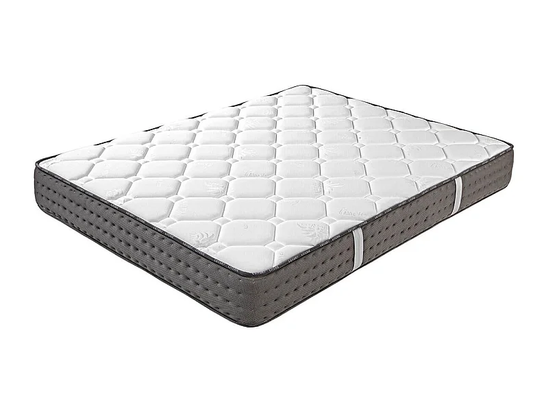 ZENITH - Ensemble Matelas Mousse Ep.20cm + Sommier Tapissier Gris 140x190 cm