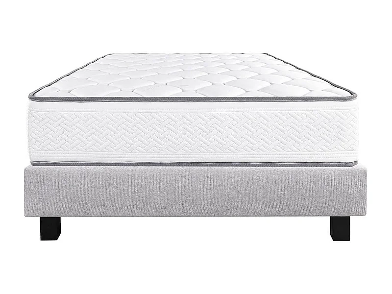 IZAC - Ensemble Matelas Mousse Ep.20cm + Sommier Tapissier Gris 140x190 cm
