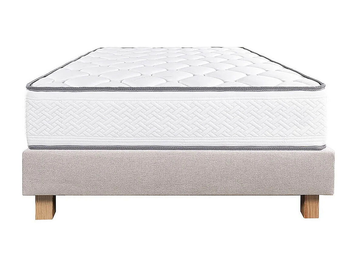 IZAC - Ensemble Matelas Mousse Ep.20cm + Sommier Tapissier Beige 160x200 cm