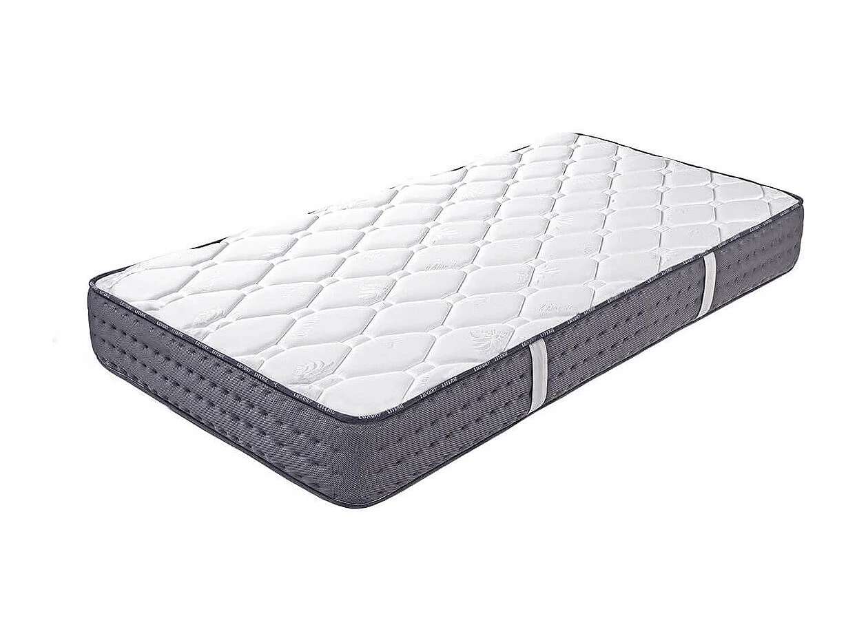 ZENITH - Pack Matelas + Sommier Tapissier Blanc 90x190 cm + 1 Oreiller + 1 Couette