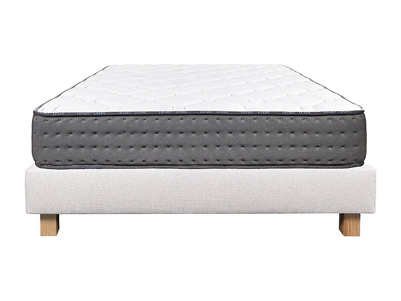 ZENITH - Ensemble Matelas Mousse Ep.20cm + Sommier Tapissier Beige 140x190 cm