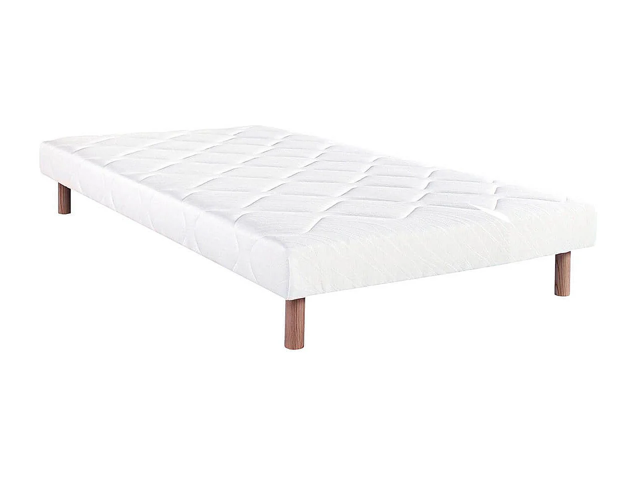 IZAC - Pack Matelas + Sommier Tapissier Blanc 90x190 cm + 1 Oreiller + 1 Couette