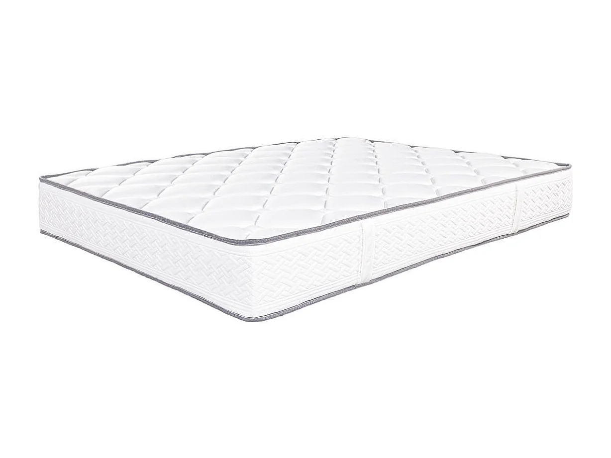 IZAC - Pack Matelas + Sommier Tapissier Gris 160x200 cm + 2 Oreillers + 1 Couette
