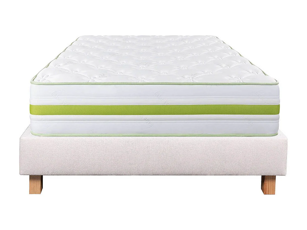 REVA - Ensemble Matelas Mousse Ep.30cm + Sommier Tapissier Beige 140x190 cm