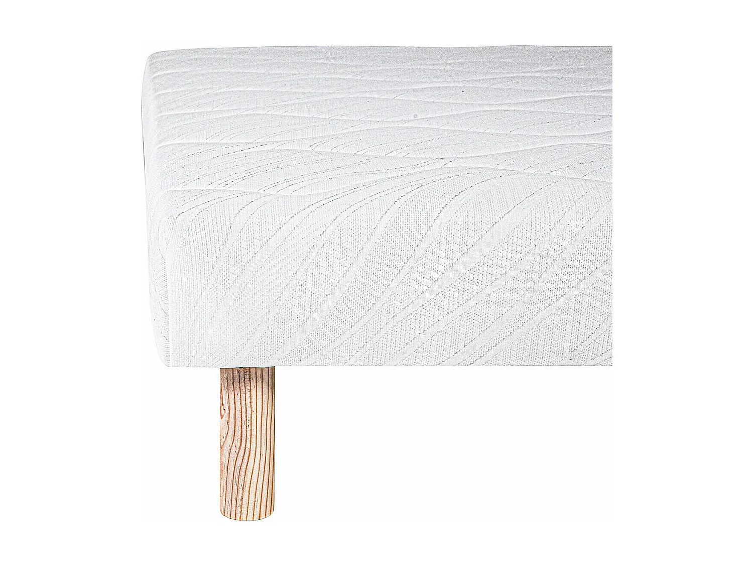 PRESTON - Sommier Tapissier 140x190 Blanc Pieds Bois massif
