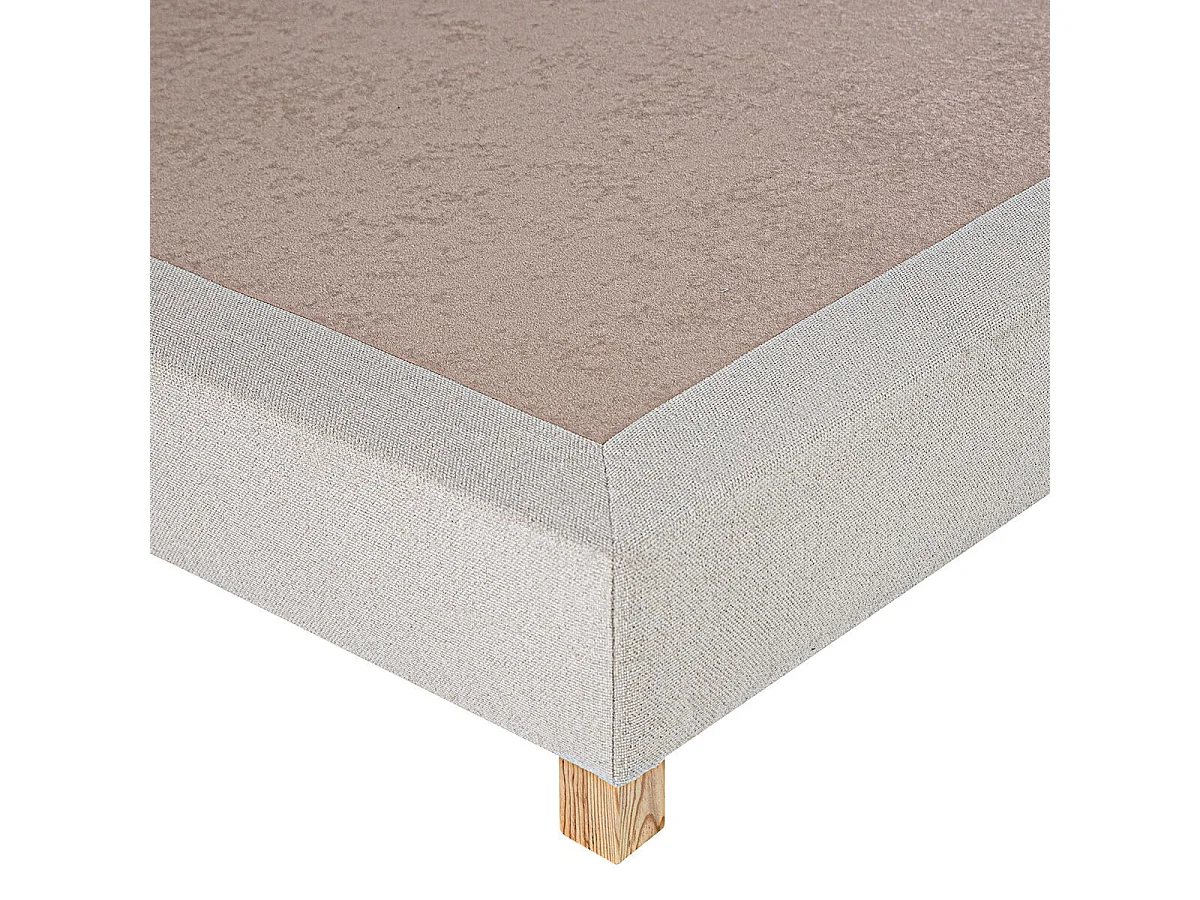 EMPIRE - Sommier Tapissier 140x200 Beige Pieds Bois massif
