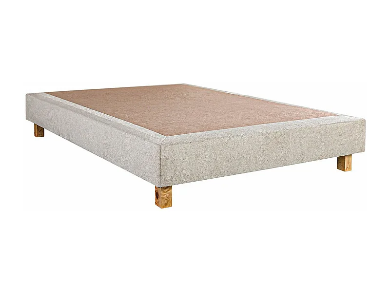 EMPIRE - Sommier Tapissier 140x200 Beige Pieds Bois massif