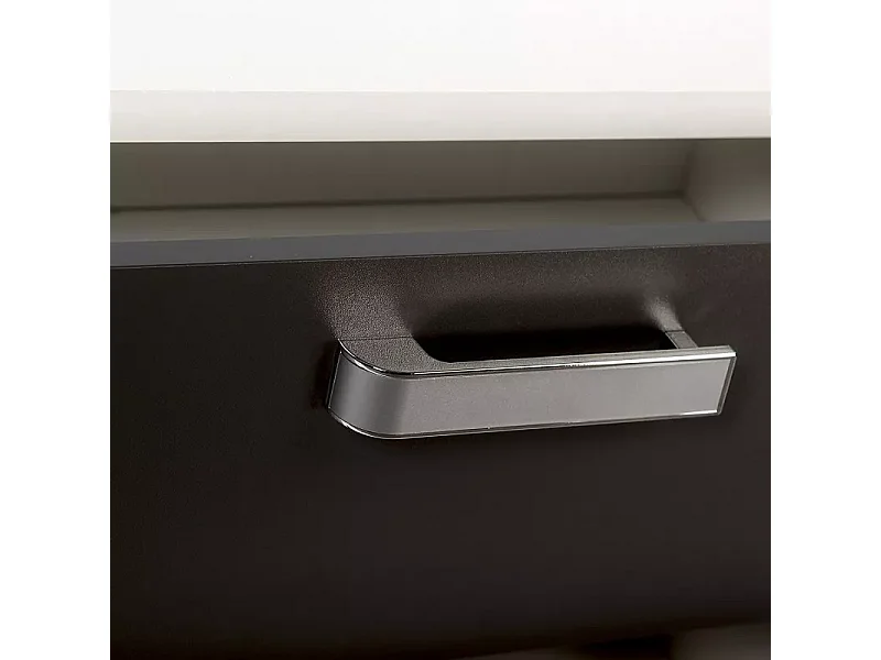 Conjunto Cabecero con Leds y 2 Mesitas de Noche, Dormitorio Matrimonio, Dormitorio Completo, Acabado en Blanco y Grafito – Meyvaser