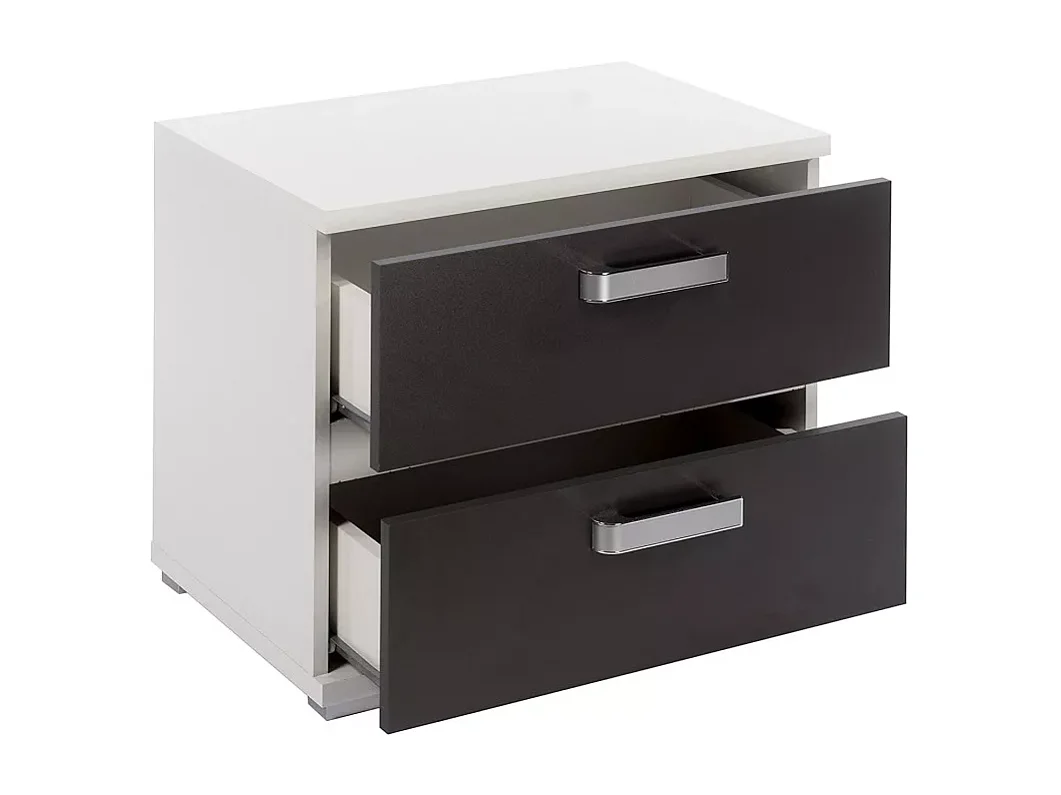 Conjunto Cabecero con Leds y 2 Mesitas de Noche, Dormitorio Matrimonio, Dormitorio Completo, Acabado en Blanco y Grafito – Meyvaser