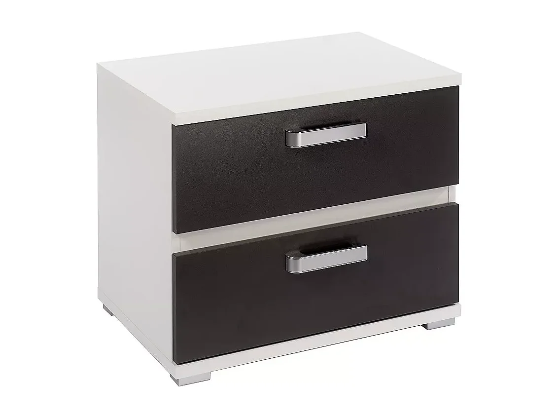 Conjunto Cabecero con Leds y 2 Mesitas de Noche, Dormitorio Matrimonio, Dormitorio Completo, Acabado en Blanco y Grafito – Meyvaser