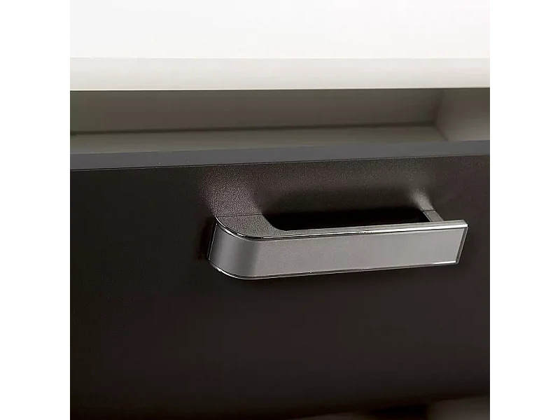 Conjunto Cabecero con Leds y 2 Mesitas de Noche, Dormitorio Matrimonio, Dormitorio Completo, Acabado en Blanco y Grafito – Meyvaser