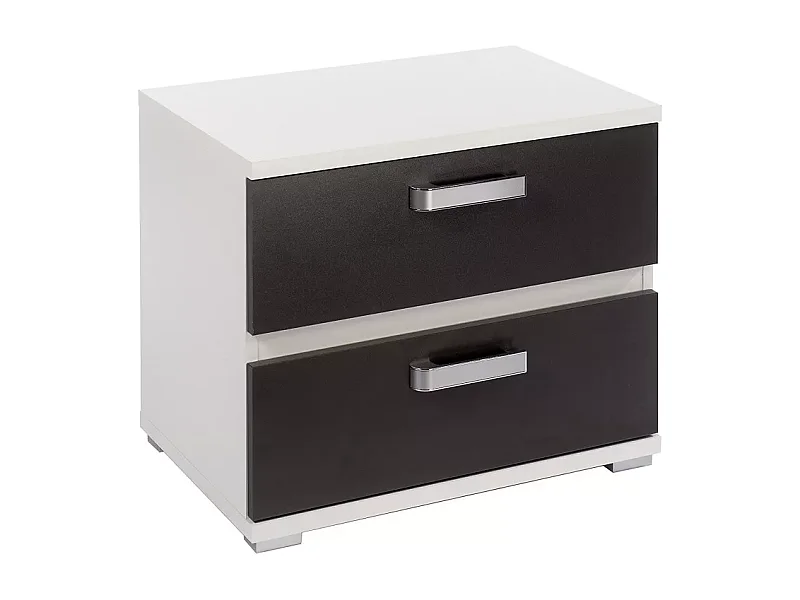 Conjunto Cabecero con Leds y 2 Mesitas de Noche, Dormitorio Matrimonio, Dormitorio Completo, Acabado en Blanco y Grafito – Meyvaser