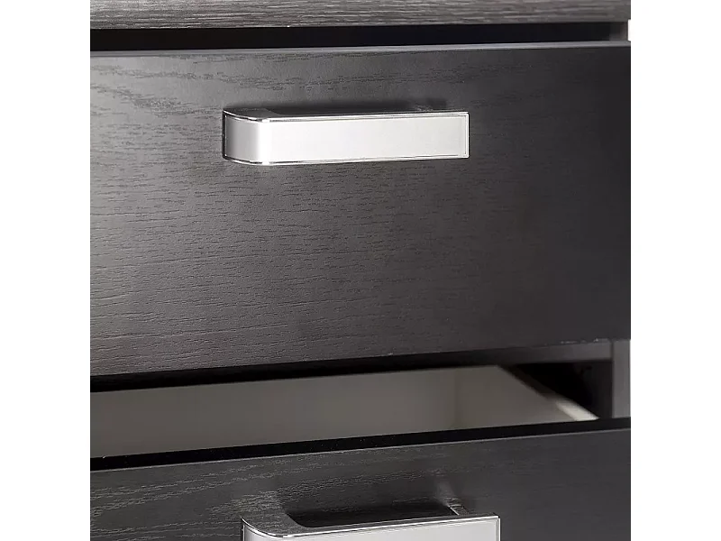 Conjunto Cabecero con Leds y 2 Mesitas de Noche, Dormitorio Matrimonio, Dormitorio Completo, Acabado en Ceniza Negro – Meyvaser