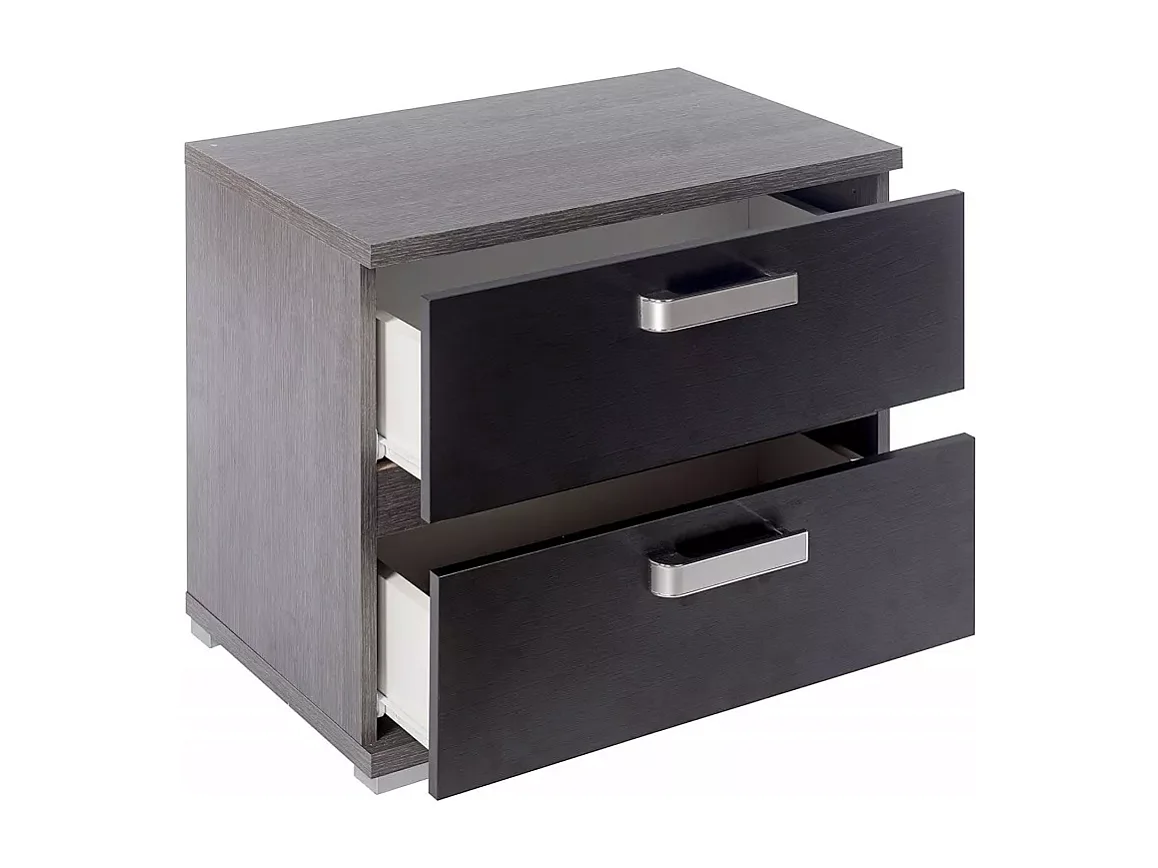 Conjunto Cabecero con Leds y 2 Mesitas de Noche, Dormitorio Matrimonio, Dormitorio Completo, Acabado en Ceniza Negro – Meyvaser