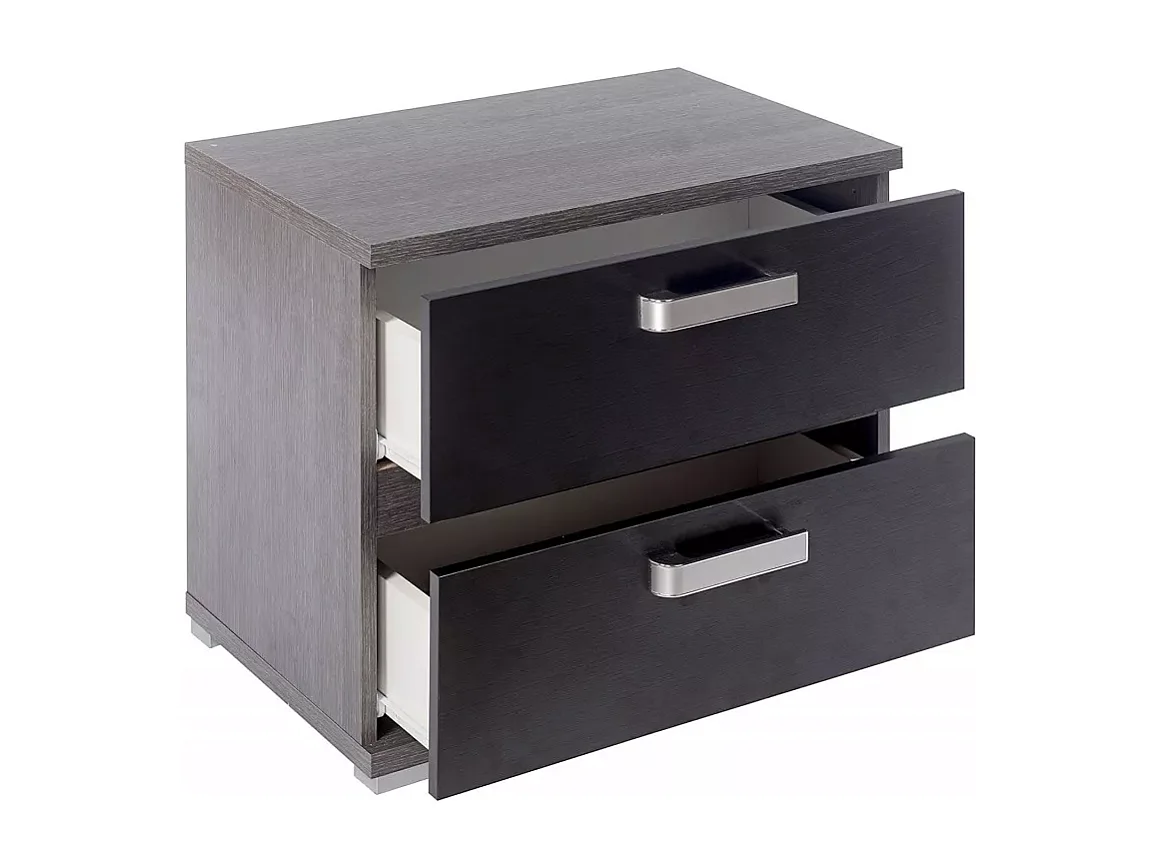 Conjunto Cabecero con Leds y 2 Mesitas de Noche, Dormitorio Matrimonio, Dormitorio Completo, Acabado en Ceniza Negro – Meyvaser