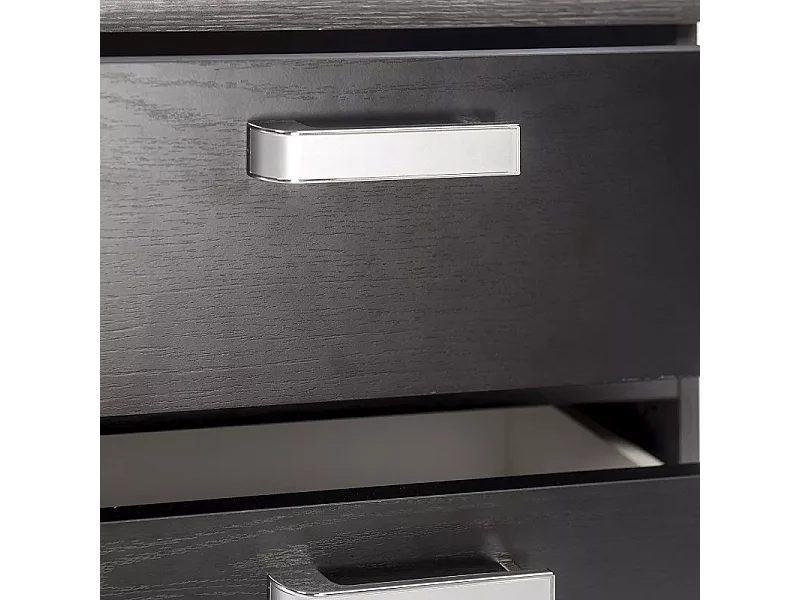 Conjunto Cabecero con Leds y 2 Mesitas de Noche, Dormitorio Matrimonio, Dormitorio Completo, Acabado en Ceniza Negro – Meyvaser