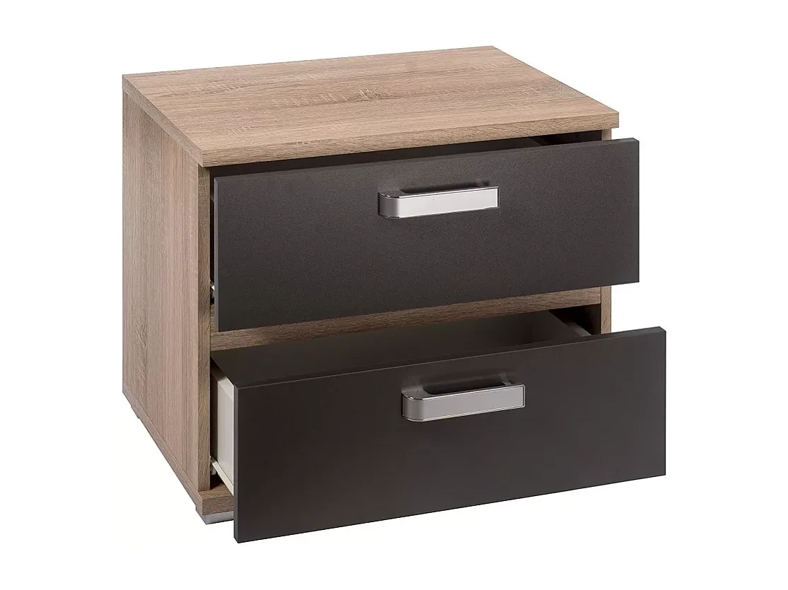 Conjunto Cabecero con Leds y 2 Mesitas de Noche, Dormitorio Matrimonio, Dormitorio Completo, Acabado en Cambrian y Negro – Meyvaser