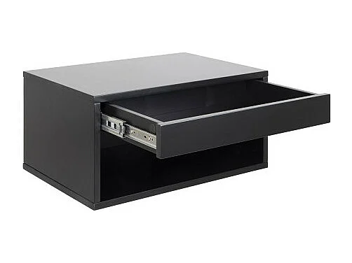 Mano - Table de chevet murale 1 niche, 1 tiroir en bois - Noir