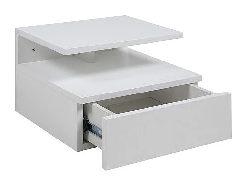 Kamichi - Table de chevet murale 1 tiroir en bois - Blanc
