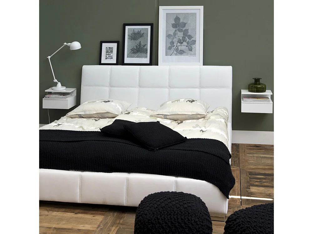 Kamichi - Table de chevet murale 1 tiroir en bois - Blanc