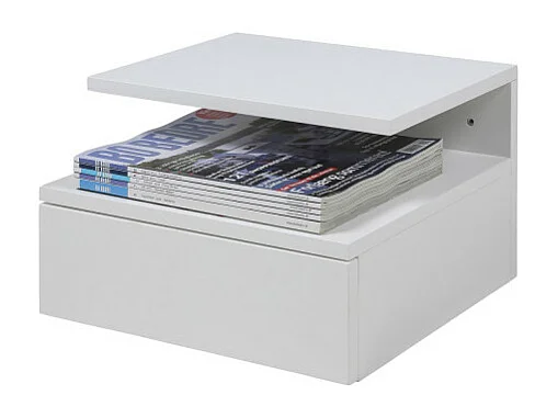 Kamichi - Table de chevet murale 1 tiroir en bois - Blanc