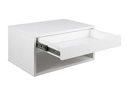 Mano - Table de chevet murale 1 niche, 1 tiroir en bois - Blanc
