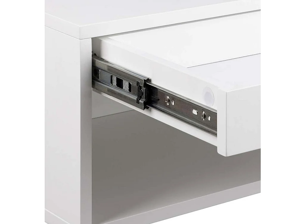 Mano - Table de chevet murale 1 niche, 1 tiroir en bois - Blanc