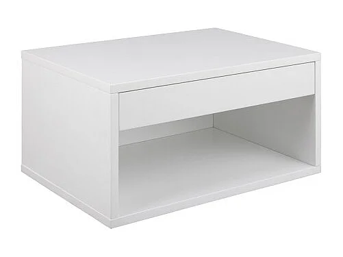 Mano - Table de chevet murale 1 niche, 1 tiroir en bois - Blanc
