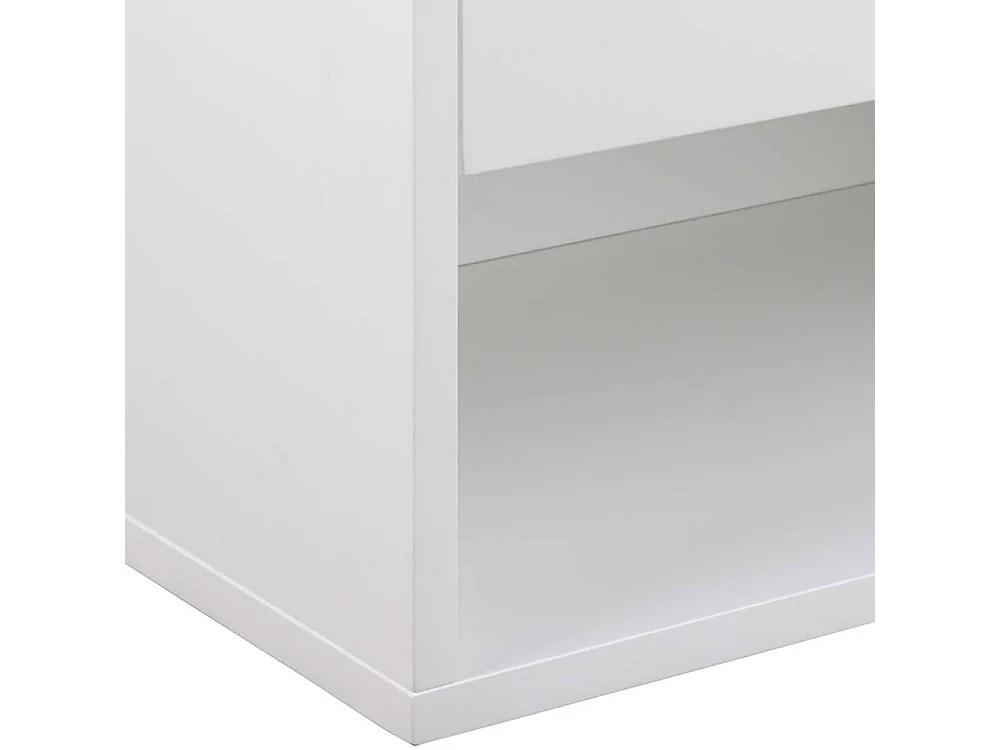 Mano - Table de chevet murale 1 niche, 1 tiroir en bois - Blanc