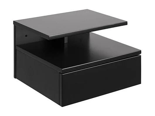Kamichi - Table de chevet murale 1 niche, 1 tiroir en bois - Noir