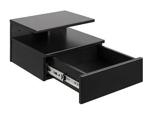 Kamichi - Table de chevet murale 1 niche, 1 tiroir en bois - Noir