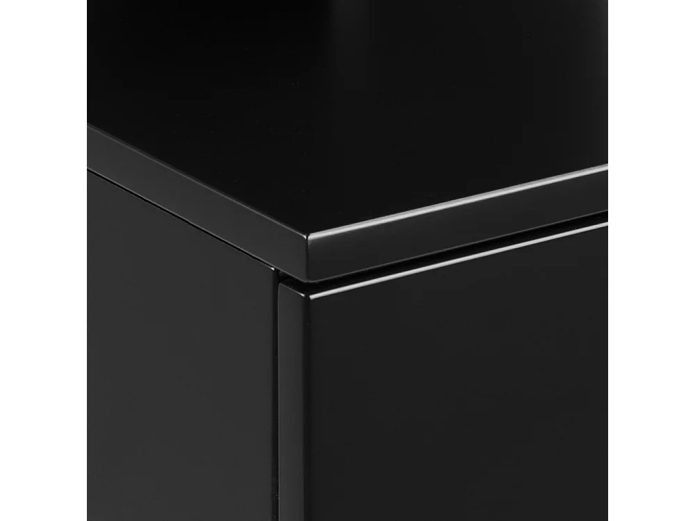 Kamichi - Table de chevet murale 1 niche, 1 tiroir en bois - Noir