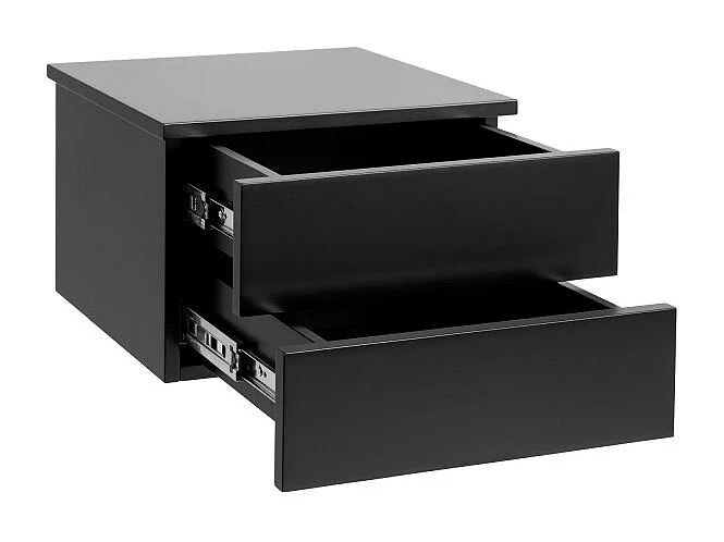 Puerto - Table de chevet murale 2 tiroirs - Noir