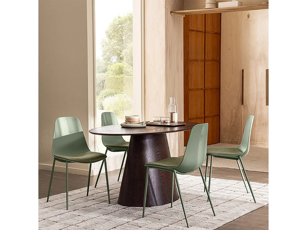 Charleston - Lot de 4 chaises en tissu et métal - Vert