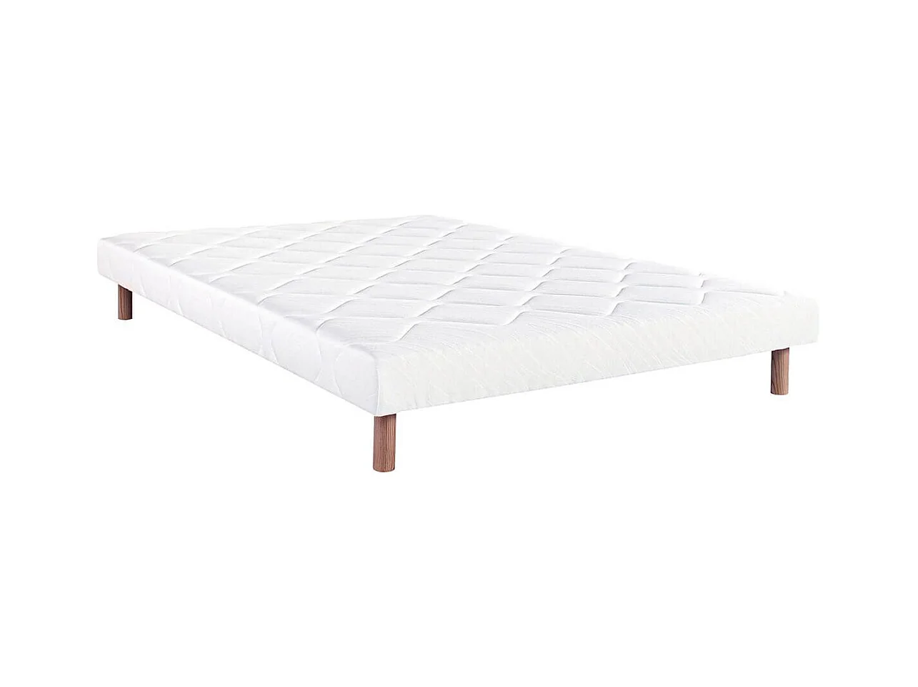 THELIO - Pack Matelas  + Sommier Tapissier Blanc 160x200 cm + 2 Oreillers + 1 Couette