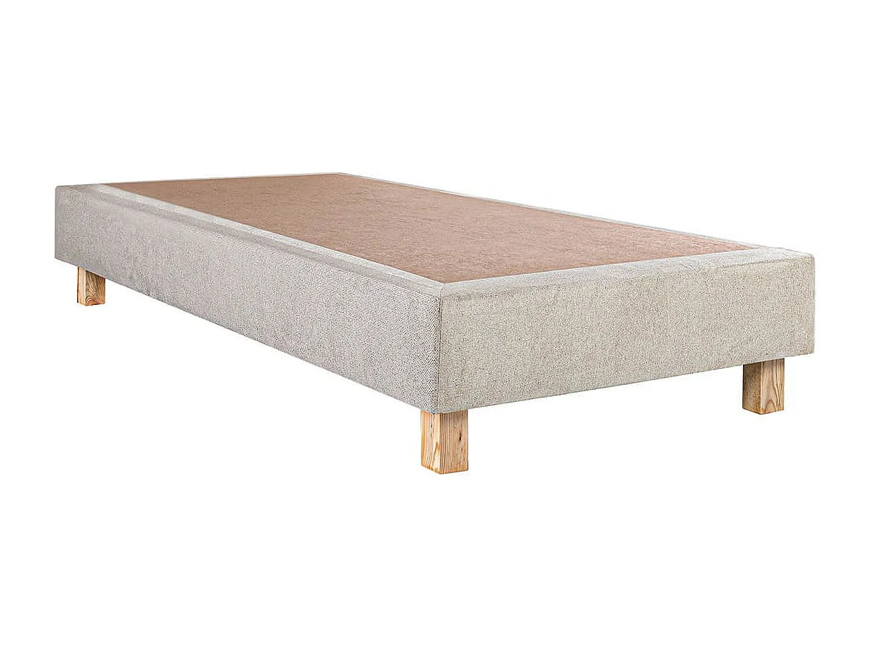 THELIO - Pack Matelas + Sommier Tapissier Beige 90x190 cm + 1 Oreiller + 1 Couette