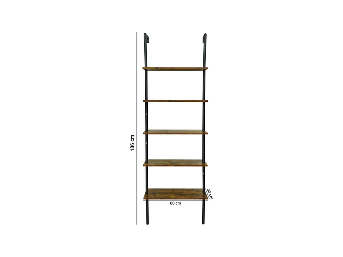 Furnilux Aufbewahrungsleiter - Braun Schwarz - Metallrahmen 5-lagig